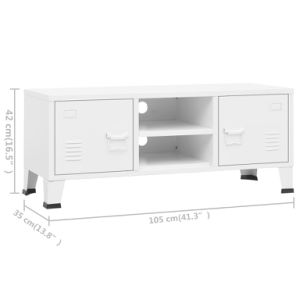 Industrial TV Cabinet White 41.3"x13.8"x16.5" Metal