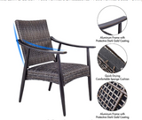 [Dropshipping] 5 Piece Patio Dining Set Outdoor Furniture, Wicker Mid-Century Modern Design Dining Chair Set with 46 inch Round Mosaic Tile Top Aluminum Table