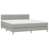 Box Spring Bed with Mattress Light Gray California King Fabric