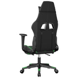 Massage Gaming Chair with Footrest Black&Green Faux Leather