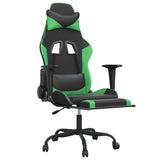 Gaming Chair with Footrest Black and Green Faux Leather