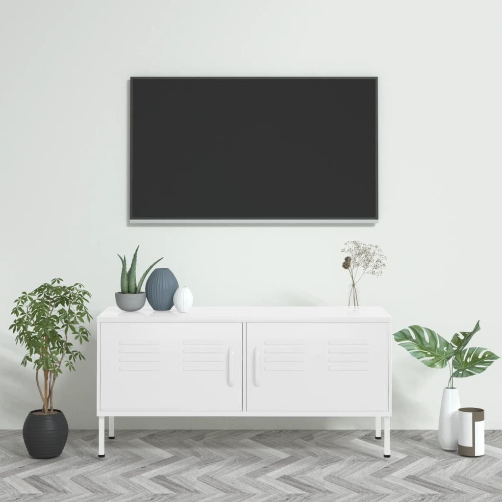 TV Cabinet White 41.3"x13.8"x19.7" Steel
