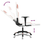 Gaming Chair with Footrest White and Pink Faux Leather