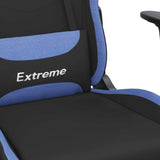 Massage Gaming Chair with Footrest Black and Blue Fabric