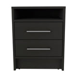 Benson 2 Piece Bedroom Set, Nightstand + Drawer Dresser, Black / Light Oak