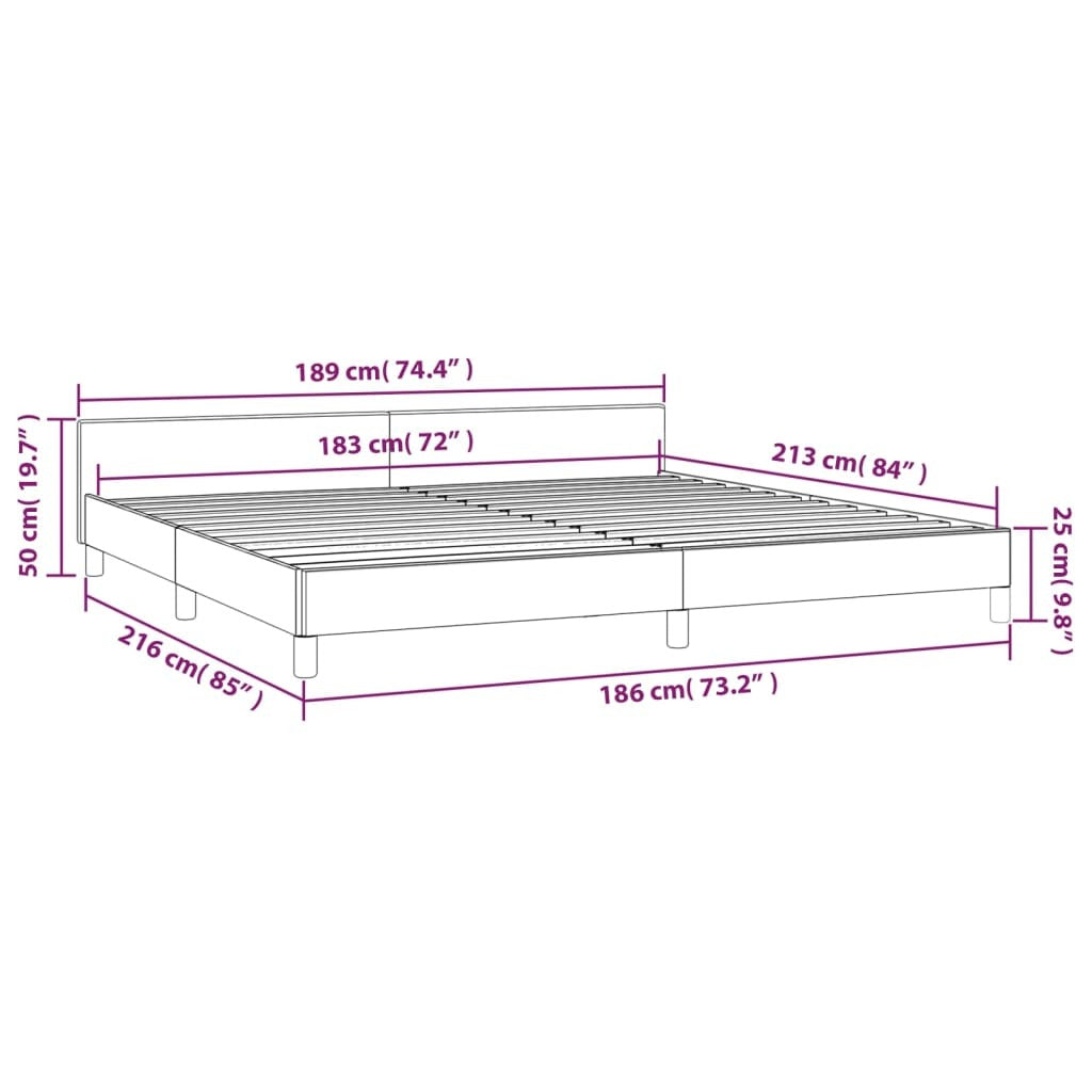 Bed Frame with Headboard Dark Gray 72"x83.9" California King Velvet