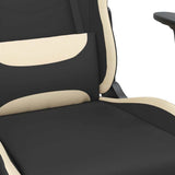 Gaming Chair with Footrest Black and Cream Fabric