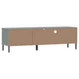 TV Cabinet with Metal Legs Gray Solid Wood Pine OSLO