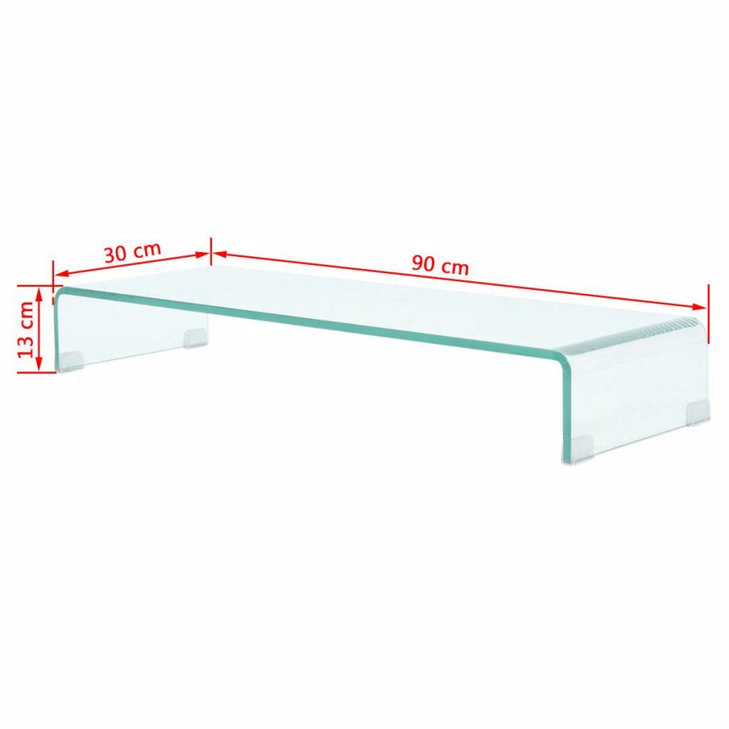 TV Stand / Monitor Riser Glass Clear 35.4"x11.8"x5.1"