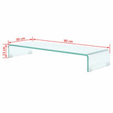 TV Stand / Monitor Riser Glass Clear 35.4"x11.8"x5.1"