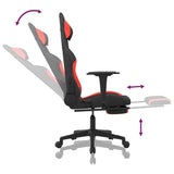 Gaming Chair with Footrest Black and Red Fabric