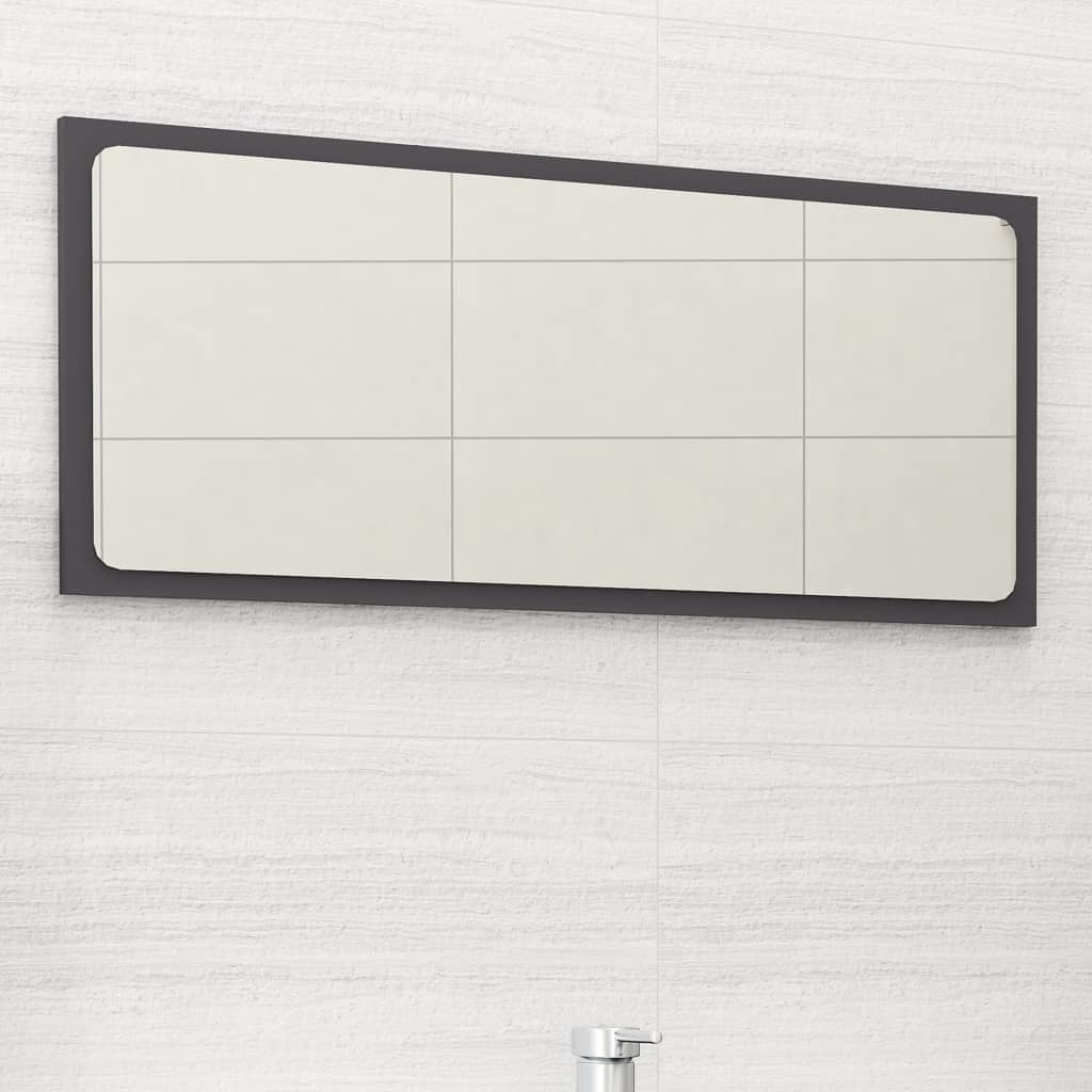 Bathroom Mirror Gray 31.5"x0.6"x14.6" Engineered Wood