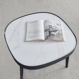 Modern coffee table,black metal frame with sintered stone tabletop