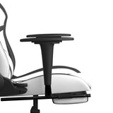 Gaming Chair with Footrest White and Black Faux Leather