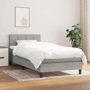 Box Spring Bed with Mattress Light Gray Twin Fabric
