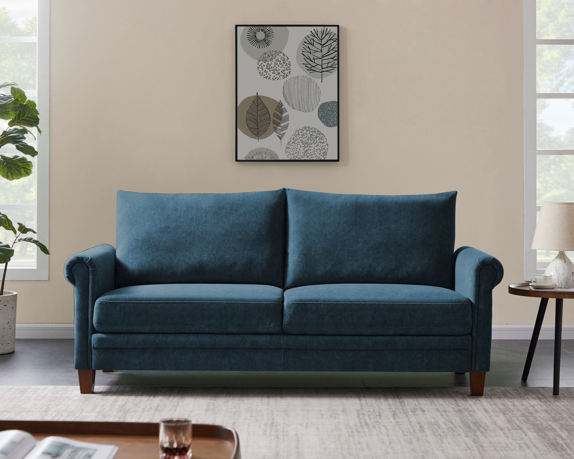 Loveseat Blue Frosted Cat's Paw Cloth for Living Room