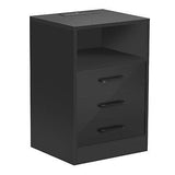 Nightstand with 3 Drawers and Cabinet,USB Charging Ports, Wireless Remote
