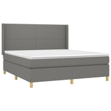Box Spring Bed with Mattress&LED Dark Gray Queen Fabric