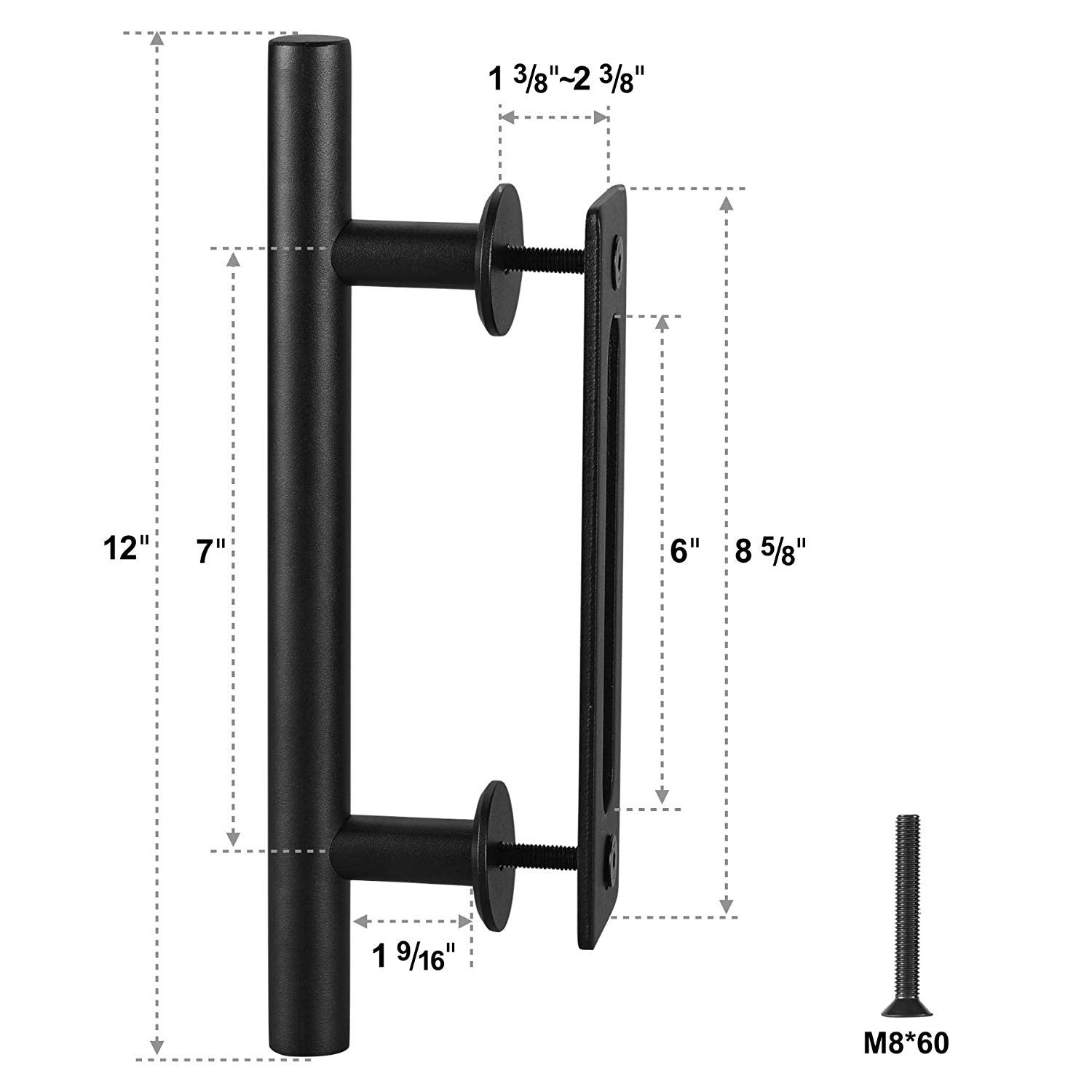 Heavy Duty Pull and Flush Door Handle Set Round And Square Shape Sliding Barn Door Pull Handle