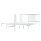 Metal Bed Frame with Headboard White 72"x83.9"