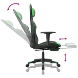 Gaming Chair with Footrest Black and Green Faux Leather