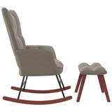 Rocking Chair with Ottoman Light Gray Velvet