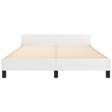 Bed Frame with Headboard White 59.8"x79.9" Queen Faux Leather