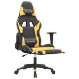 Gaming Chair with Footrest Black and Gold Faux Leather