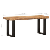 Bench 43.3" Solid Rough Mango Wood and Steel