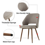Modern Dining Chairs,Linen Accent Chair, Living Room Leisure Chairs, Upholstered Side Chair with Metal Legs for Dining Room Kitchen Vanity Patio Club Guest (Set of 2)