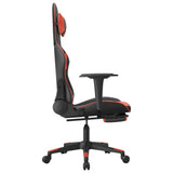 Gaming Chair with Footrest Black and Red Faux Leather