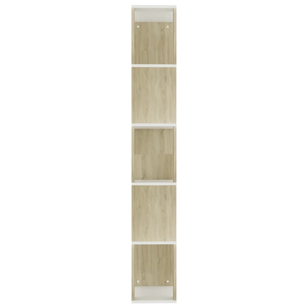 Book Cabinet/Room Divider White and Sonoma Oak 17.7"x9.4"x62.6"