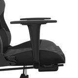 Massage Gaming Chair with Footrest Black&Gray Faux Leather