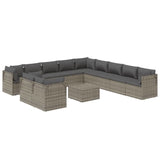 12 Piece Patio Lounge Set with Cushions Gray Poly Rattan