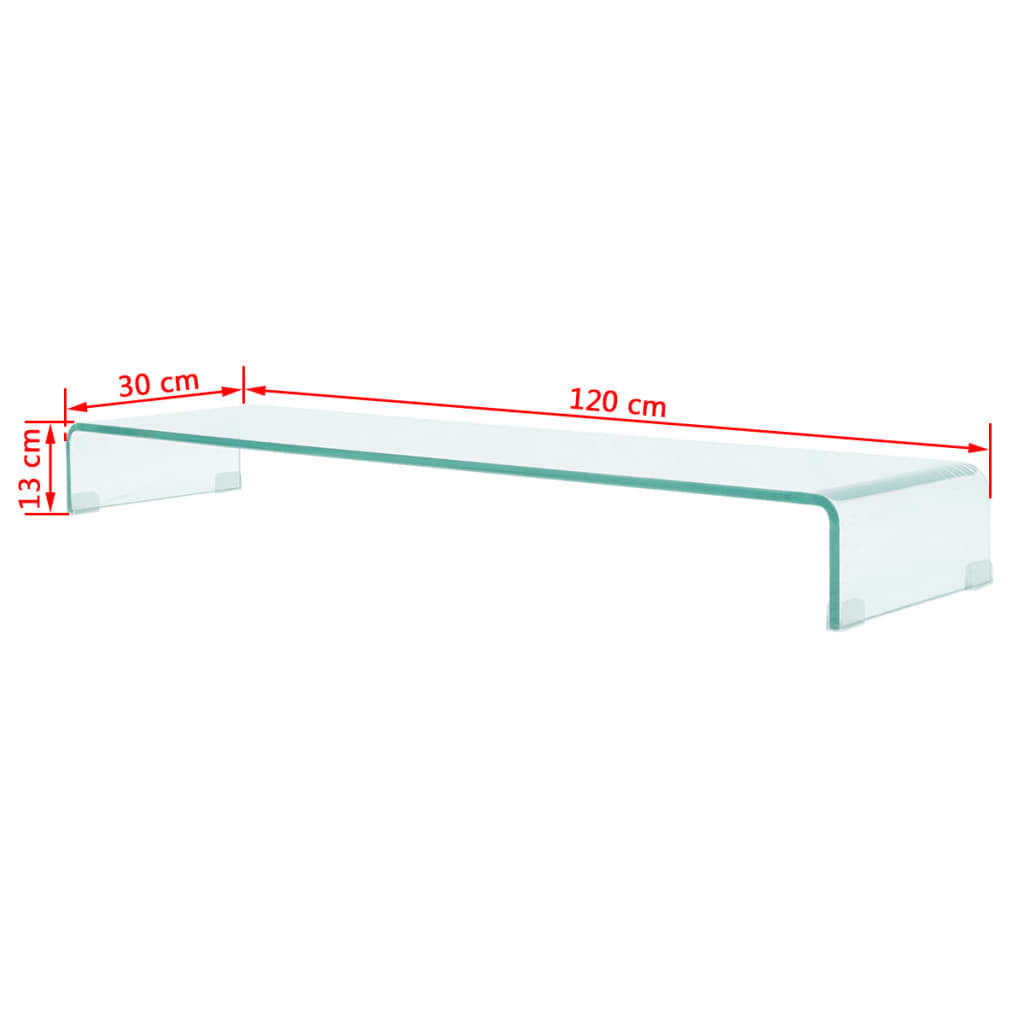 TV Stand / Monitor Riser Glass Clear 47.2"x11.8"x5.1"