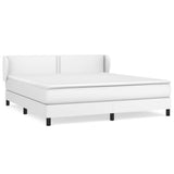 Box Spring Bed with Mattress White California King Faux Leather