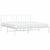 Metal Bed Frame with Headboard White 76"x79.9"