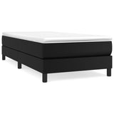 Box Spring Bed with Mattress Black 39.4"x74.8" Twin Faux Leather