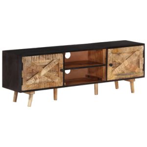 TV Cabinet 55.1"x11.8"x18.1" Rough Mango Wood and Solid Acacia Wood