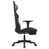 Massage Gaming Chair with Footrest Black and Light Gray Fabric