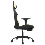 Massage Gaming Chair with Footrest Black and Cream Fabric