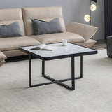Minimalism Square coffee table; Black metal frame with sintered stone tabletop