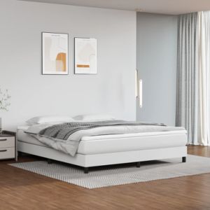 Pocket Spring Bed Mattress White 72"x83.9"x7.9" California King Faux Leather