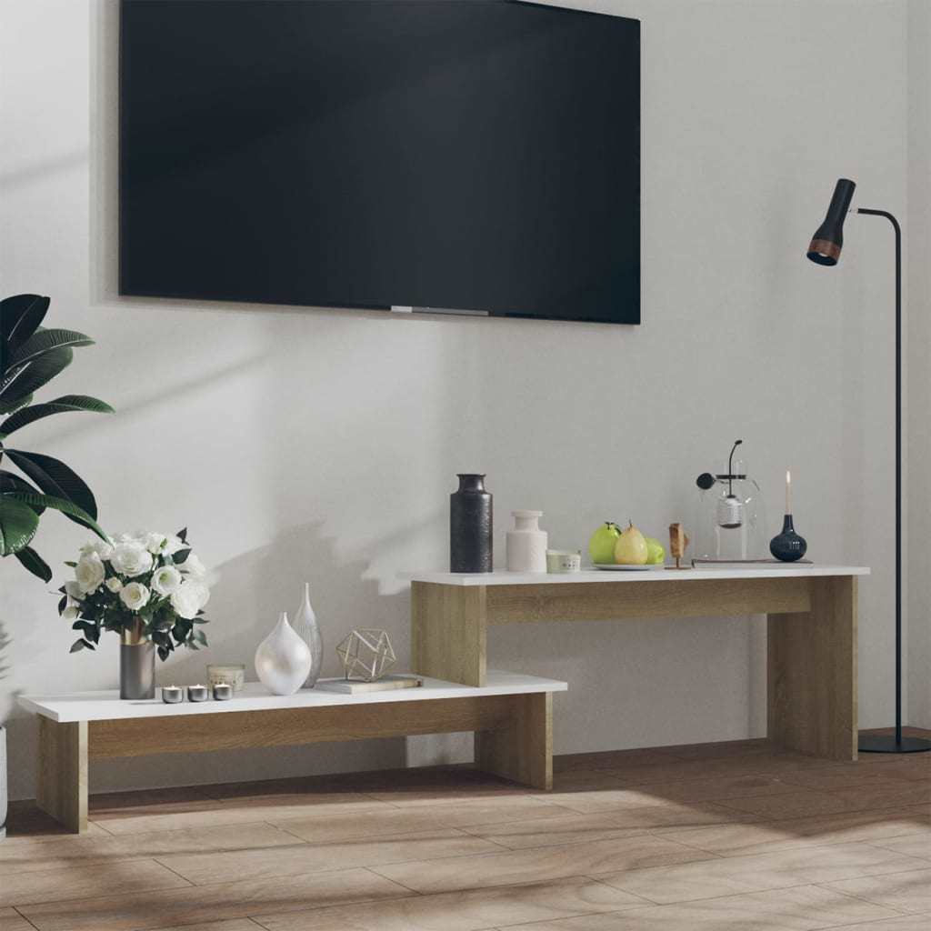 TV Cabinet Sonoma Oak and White 70.9"x11.8"x16.9" Engineered Wood