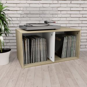 Vinyl Storage Box White and Sonoma Oak 28"x13.4"x14.2" Engineered Wood