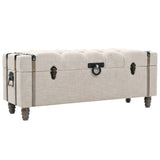 Storage Benches 3 pcs Cream Solid Wood Fir&Fabric