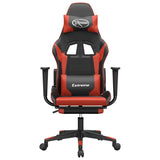 Gaming Chair with Footrest Black and Red Faux Leather