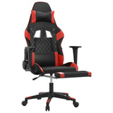 Massage Gaming Chair with Footrest Black&Red Faux Leather