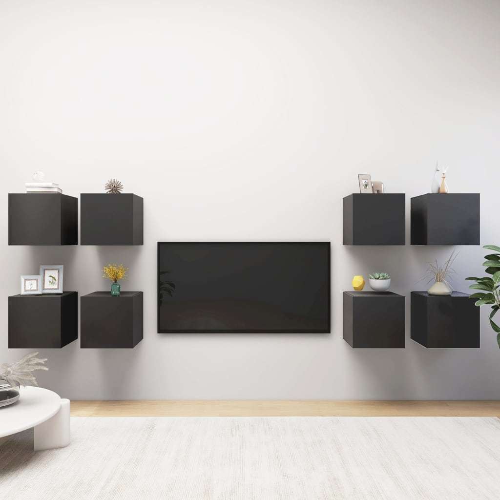 Wall Mounted TV Cabinets 8 pcs Gray 12"x11.8"x11.8"