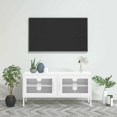 TV Cabinet White 41.3"x13.8"x19.7" Steel